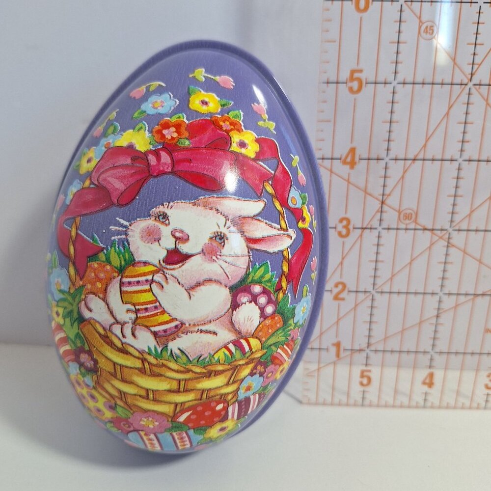 Easter Bunny Egg Basket Flowers Purple 5.5" Plastic Blow Mold Ullman Co - Picture 4 of 13